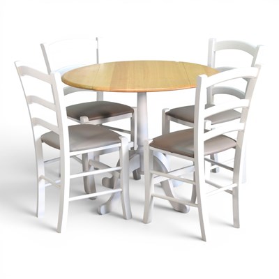 Lot 365 - A modern white painted drop leaf dining table,...