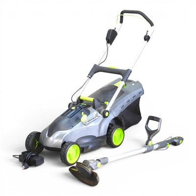 Lot 222 - A Gtech cordless electric lawn mower, together...