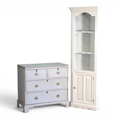 Lot 377 - An antique pine and later painted chest of...