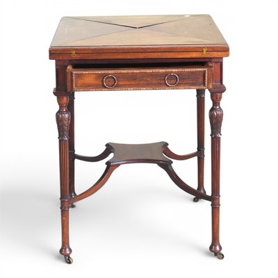 Lot 560 - An Edwardian walnut envelope card table, on...