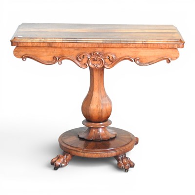 Lot 737 - A William IV rosewood folding card table, with...