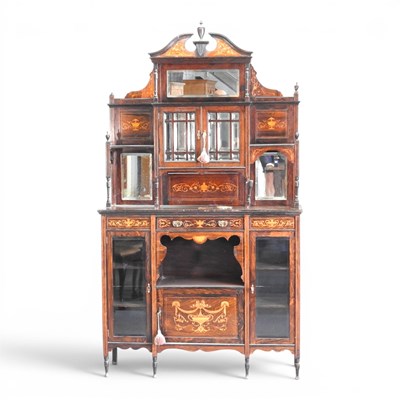 Lot 777 - A late Victorian rosewood and inlaid mirror...