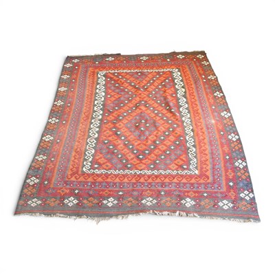 Lot 331 - A kilim rug, having central diamonds, within...