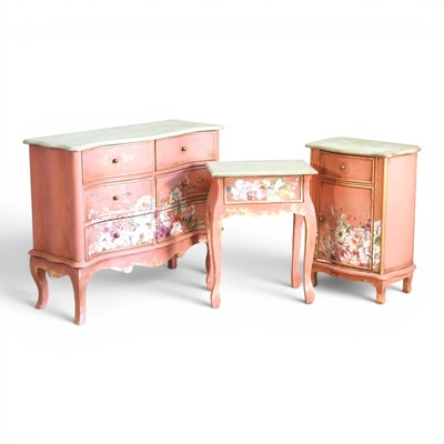 Lot 630 - A continental style painted serpentine chest...