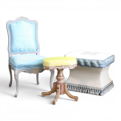 Lot 228 - A French style white painted and blue...