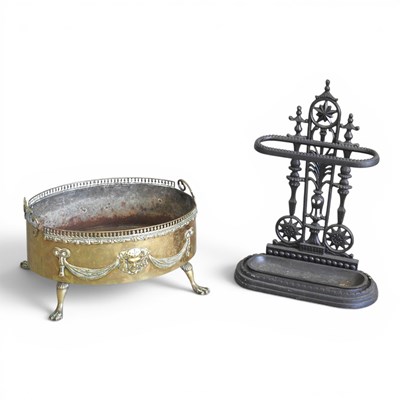 Lot 502 - A 19th century pierced brass jardiniere, on...