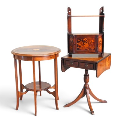 Lot 527 - An Edwardian marquetry hanging cabinet, 42cm...
