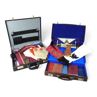 Lot 493 - A collection of Masonic items, in three cases,...