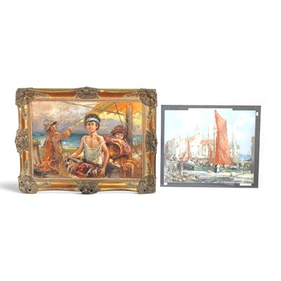 Lot 500 - Continental school, 20th century, fishing boat,...