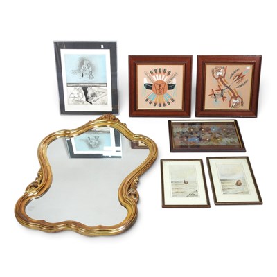 Lot 343 - A modern gilt framed wall mirror, of cartouche...