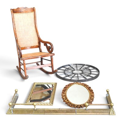Lot 468 - A hardwood cane seated rocking chair, together...