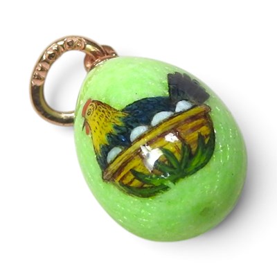Lot 22 - A Russian enamelled 14ct gold pendant, in the...