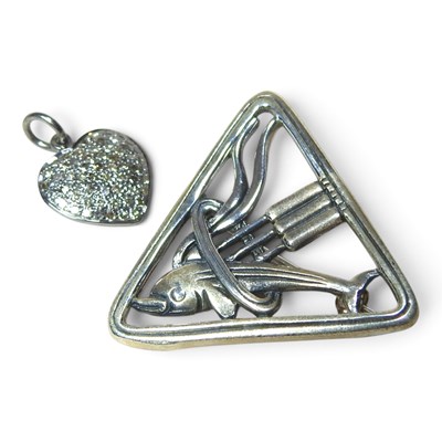 Lot 73 - A Danish sterling silver brooch, of triangular...