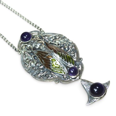 Lot 62 - An Egyptian style sterling silver and cabochon...