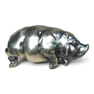 Lot 19 - A Russian design white metal model of a pig,...