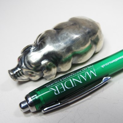 Lot 19 - A Russian design white metal model of a pig,...