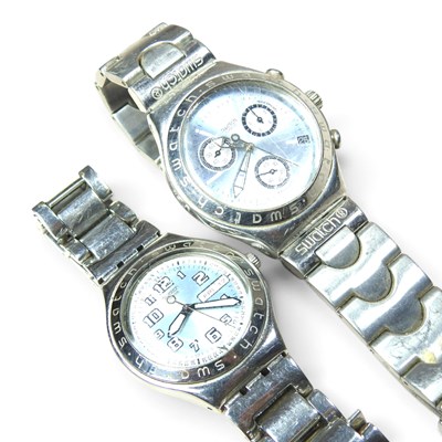 Lot 83 - A Swatch wheeling chronograph wristwatch,...