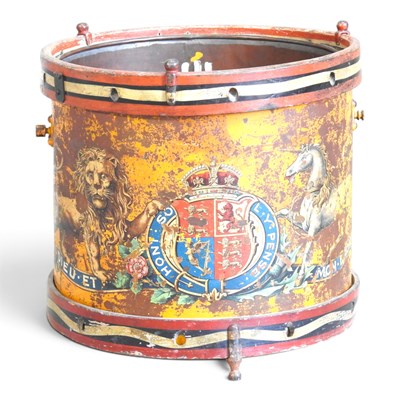 Lot 116 - An old military drum, painted with a coat of...