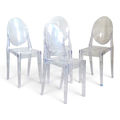 Lot 97 - A set of four Kartell style clear plastic...