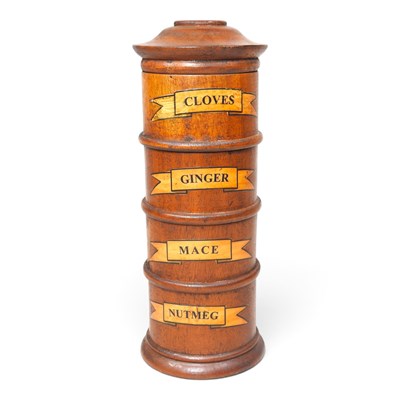 Lot 269 - An 18th century style turned wooden spice...