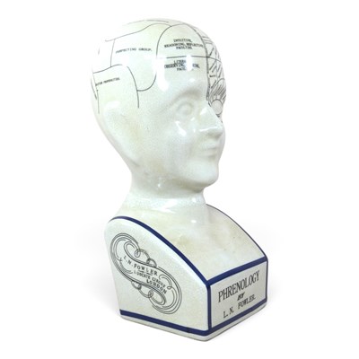 Lot 445 - A large glazed pottery phrenology head, with...