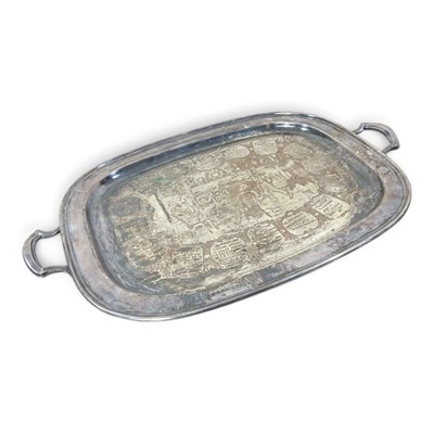 Lot 282 - A silver plated cocktail tray, engraved with...