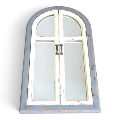 Lot 442 - A grey painted wooden shutter wall mirror, 100...
