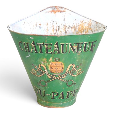Lot 109 - A painted metal grape hod carrier, inscribed...
