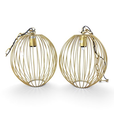 Lot 429 - A pair of new bronzed metal sphere ceiling...
