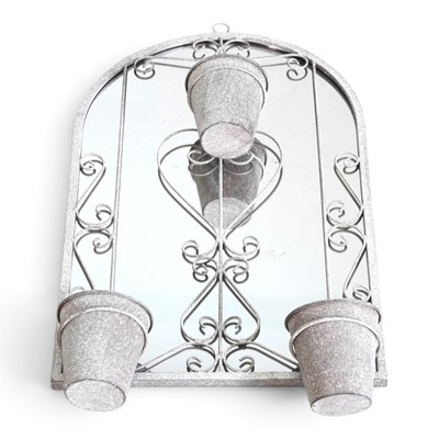 Lot 400 - A painted metal framed garden mirror, with...