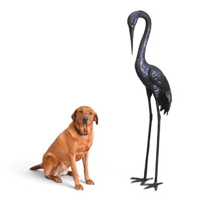 Lot 94 - A large bronze garden sculpture of a crane,...