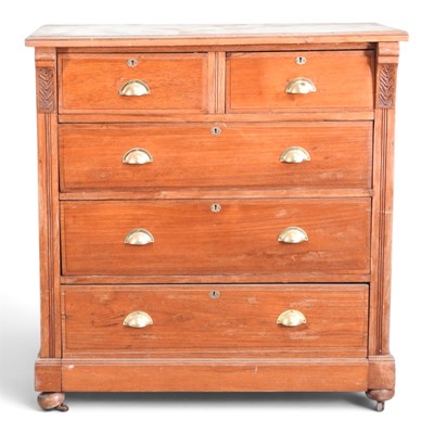 Lot 312 - An Edwardian walnut chest of drawers, on...