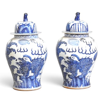Lot 549 - A pair of Chinese blue and white porcelain...