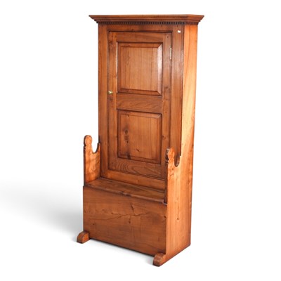 Lot 7 - An 18th century style elm bacon settle, with a...