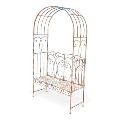 Lot 54 - A painted metal garden arbour bench