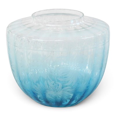 Lot 145 - An early 20th century blue etched glass oil...