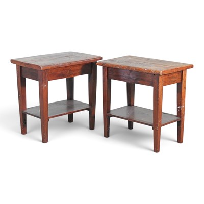 Lot 781 - A pair of rustic hardwood side tables, each...