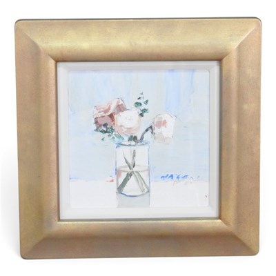 Lot 121 - Mhari McGregor, b1971, Pink Roses, signed oil,...