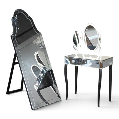 Lot 514 - A modern cheval mirror, with a shaped glass...