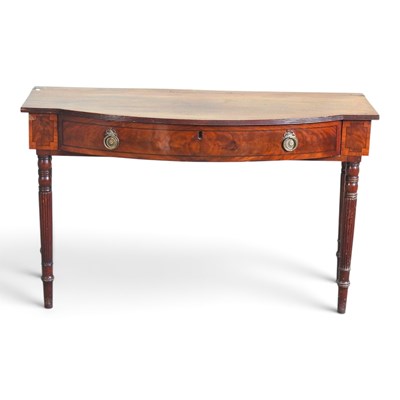 Lot 219 - A Regency and later mahogany bow front side...