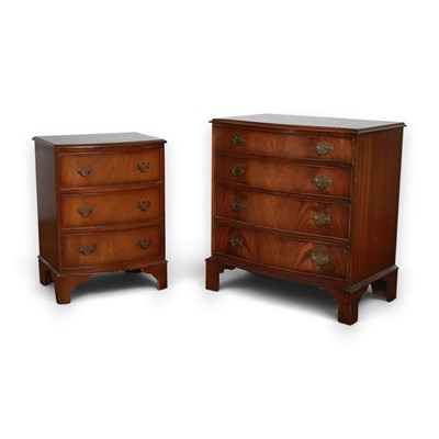 Lot 838 - Two reproduction mahogany bow front chests of...