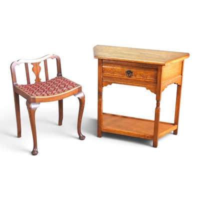 Lot 580 - A Jaycee style oak credence table, together...
