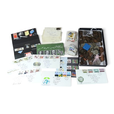 Lot 463 - A collection of coins and first day cover stamps