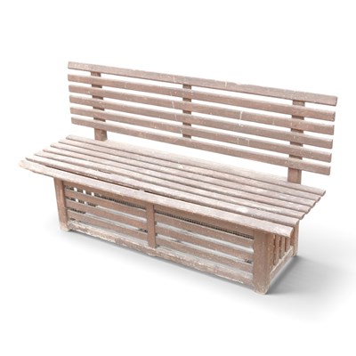 Lot 148 - A slatted wooden garden bench, with a rising seat