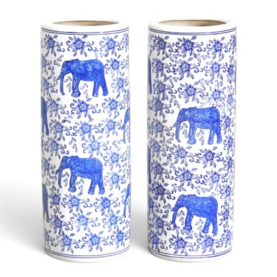 Lot 196 - A pair of blue and white porcelain stick...
