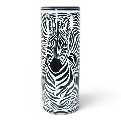 Lot 426 - A porcelain stick stand, decorated with a zebra