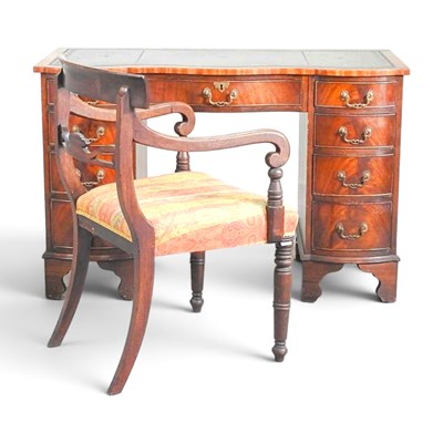 Lot 513 - A mid 20th century reproduction pedestal desk,...