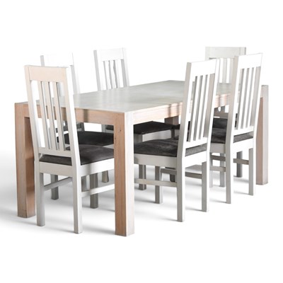 Lot 353 - A modern limed oak dining table, on square...