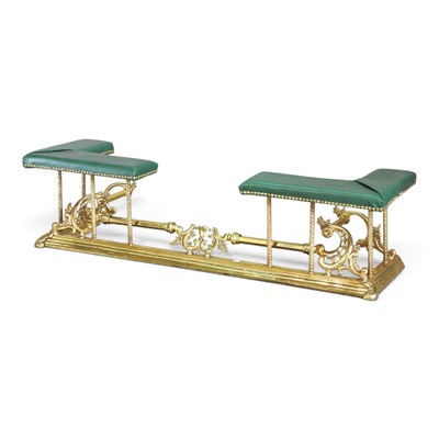 Lot 59 - A Victorian brass and green upholstered club...