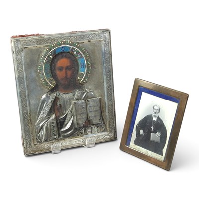Lot 41 - A Russian icon, 19th century, within a silver...